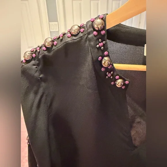 Tory Burch Black Blouse Mezair 100%Silk Tunic 
Women’s Size:8 - Picture 3 of 10